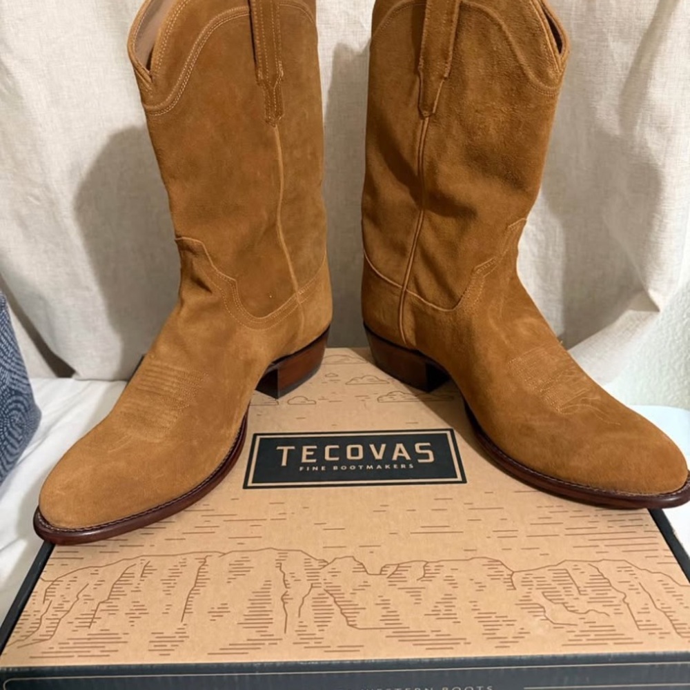 Tecovas Men's Suede Western Boots in Chestnut Tan size 14EE